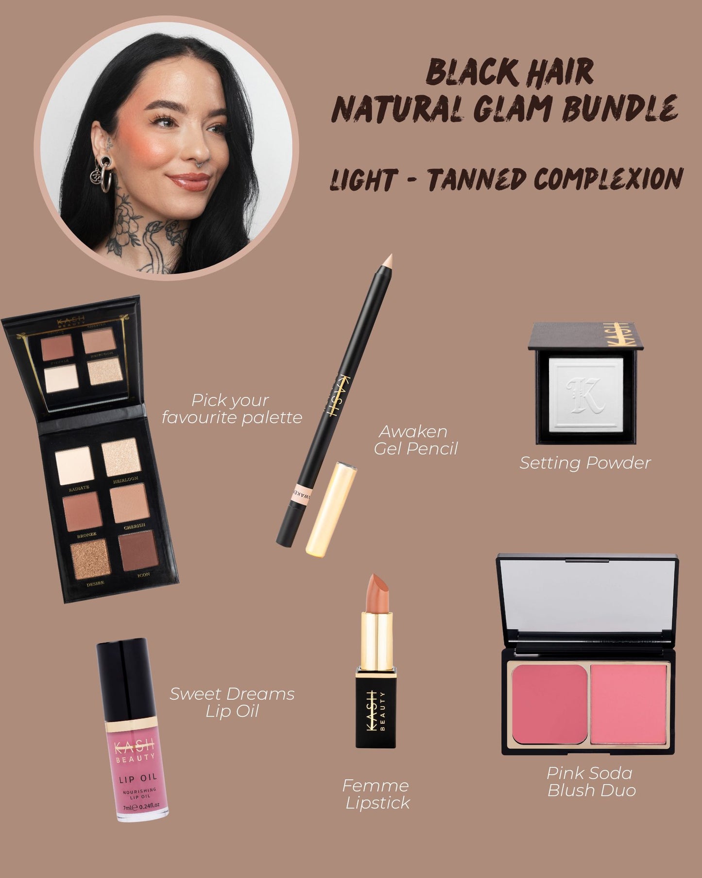 Black Hair Light - Tanned Complexion Natural Glam