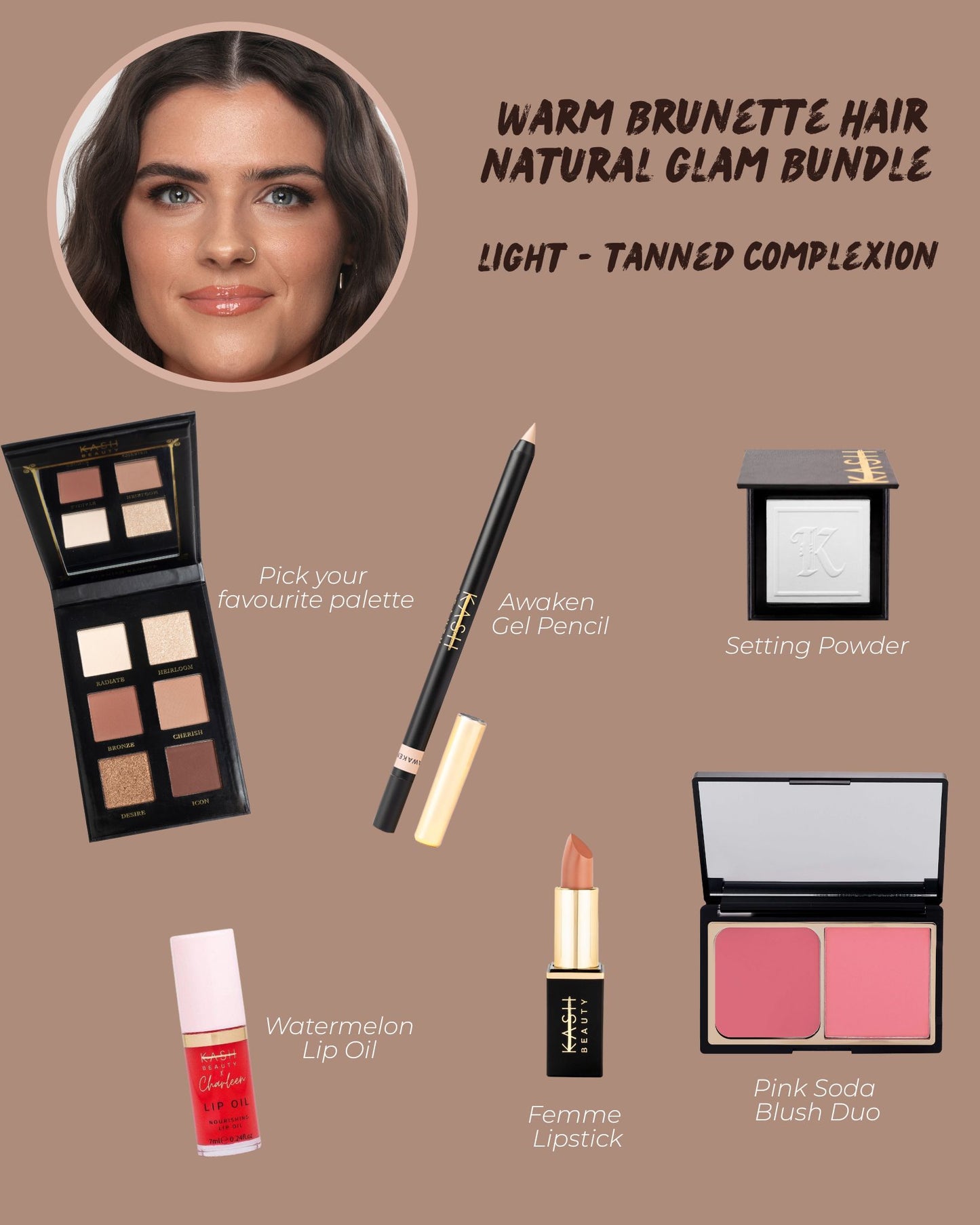 Warm Brunette Light - Tanned Complexion Natural Glam