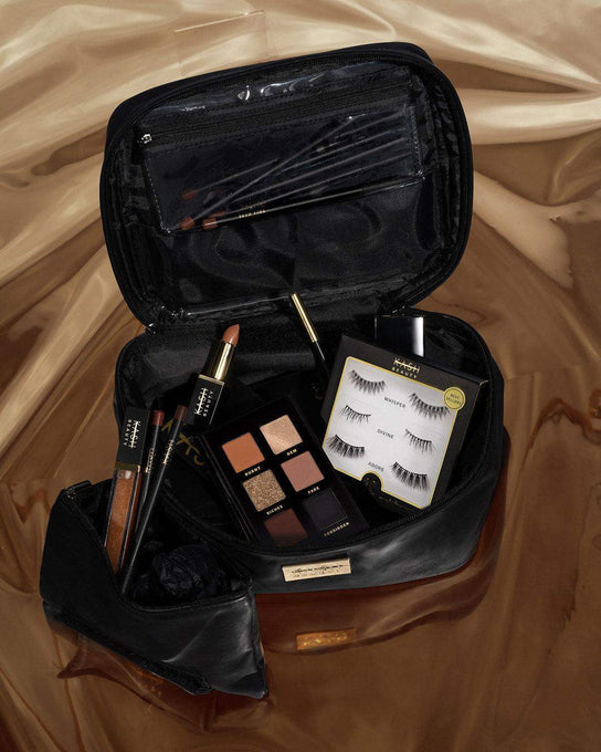 Black Leather Makeup Bag - KASH Beauty