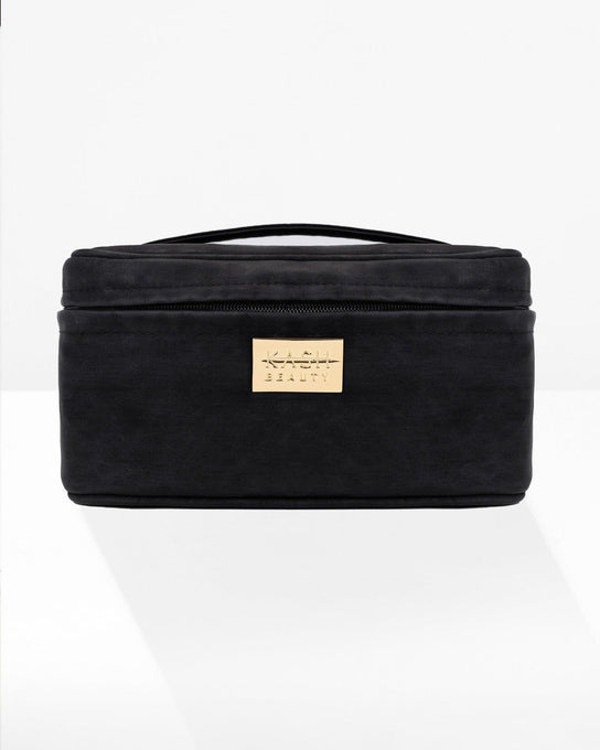 Black Leather Makeup Bag - KASH Beauty