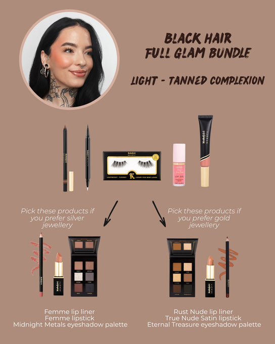 Black Hair Light - Tanned Complexion Full Glam