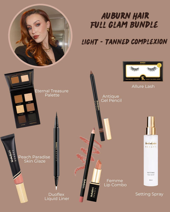 Auburn Hair Light-Tanned Complexion Full Glam - KASH Beauty