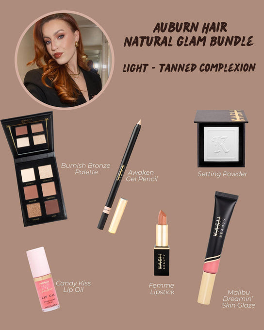 Auburn Hair Light - Tanned Complexion Natural Glam - KASH Beauty