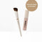 Makeup brush and concealer tube with text pick your shade of concealer on white background.