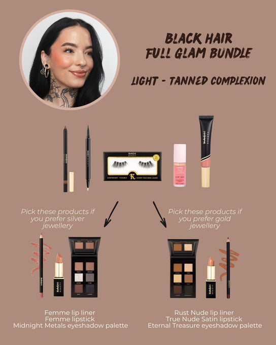 Black Hair Light - Tanned Complexion Full Glam - KASH Beauty