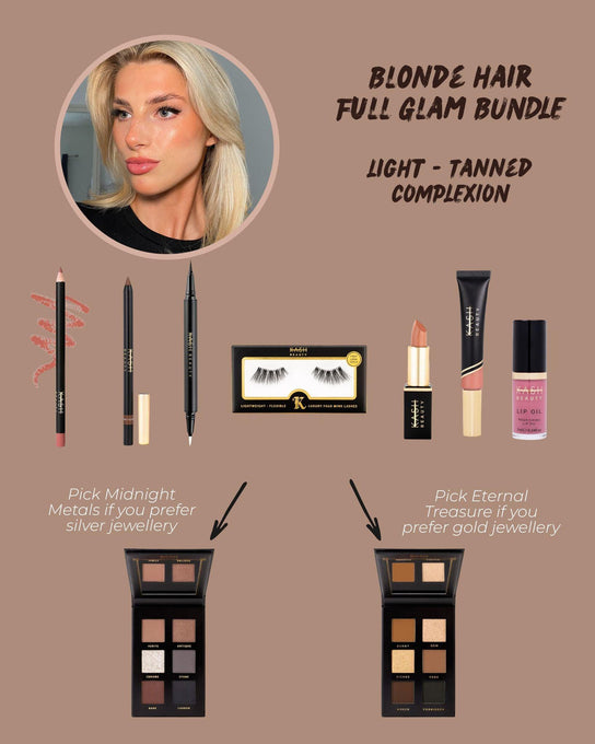 Blonde Hair Light - Tanned Complexion Full Glam - KASH Beauty