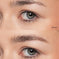 Before and after comparison of medium warm brown brows with text indicating product use.