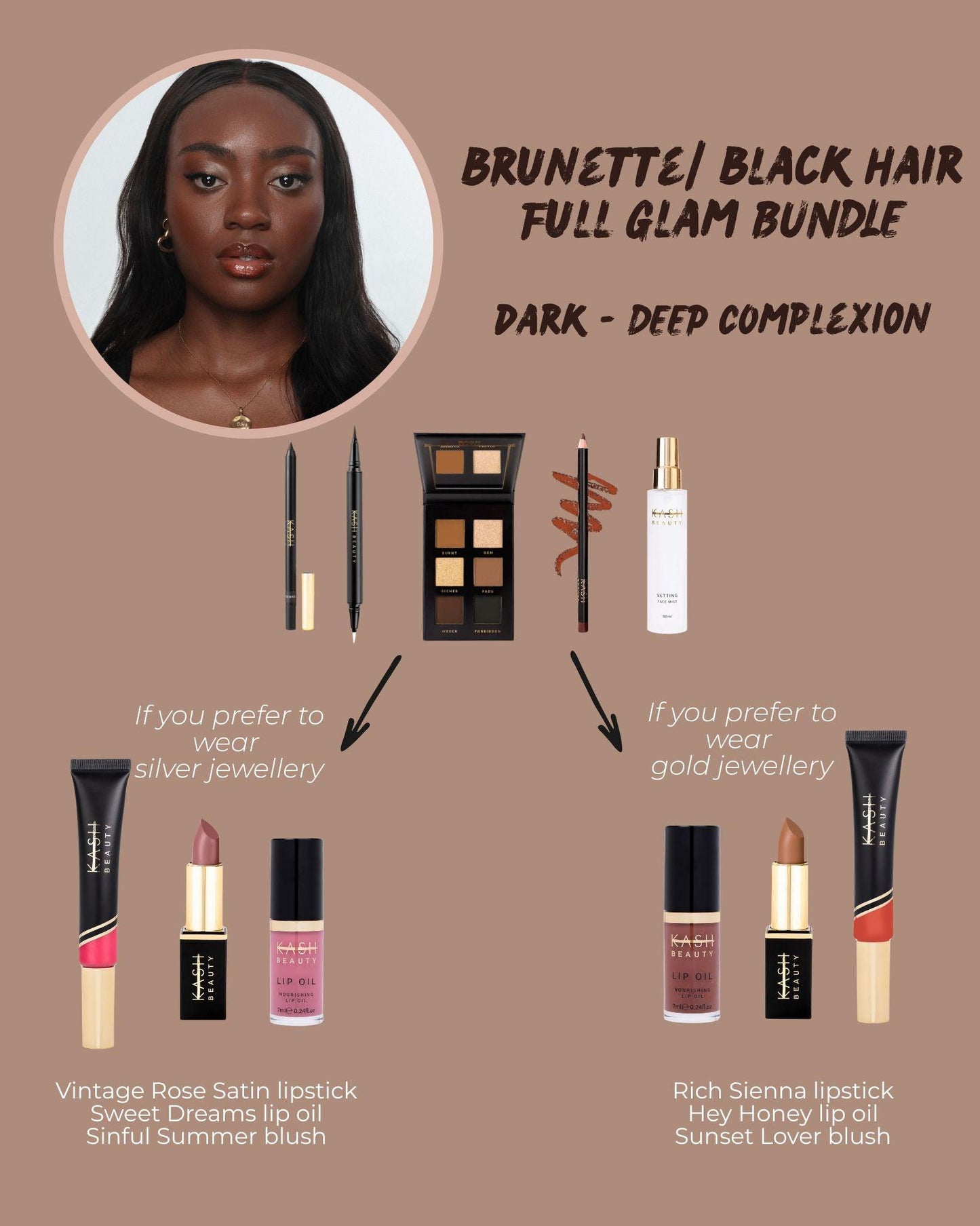 Brunette/ Black Hair Deep Complexion Full Glam - KASH Beauty