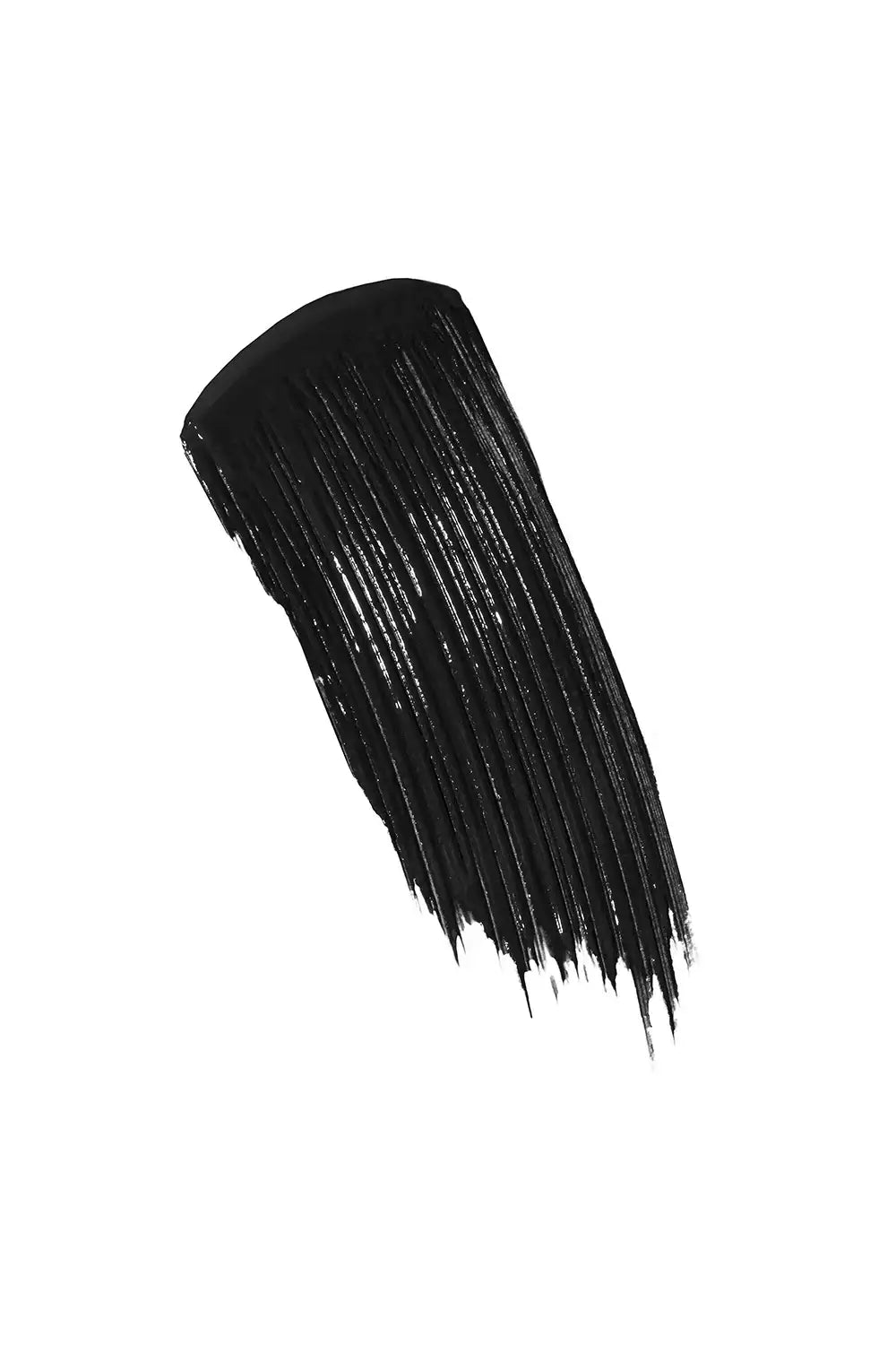 Black mascara swatch with a glossy finish on a white background