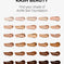 AURA Skin Foundation shade range swatches in various skin tones with names labeled on each shade.