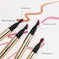 Four lip liner pencils with colored swatches and labels on a white background