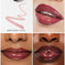 Collage of a lip oil product with close-ups on lips and brand logo.