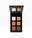 Makeup palette with various shades of brown and beige on a white background